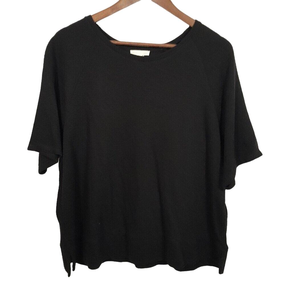 Eileen Fisher Black Organic Cotton Boxy Top Women Small NWOT‎ Classic Lagenlook